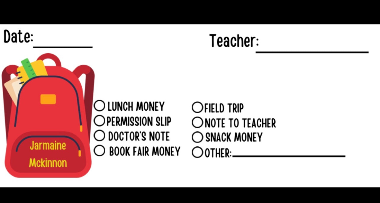 Personalized custom school envelopes