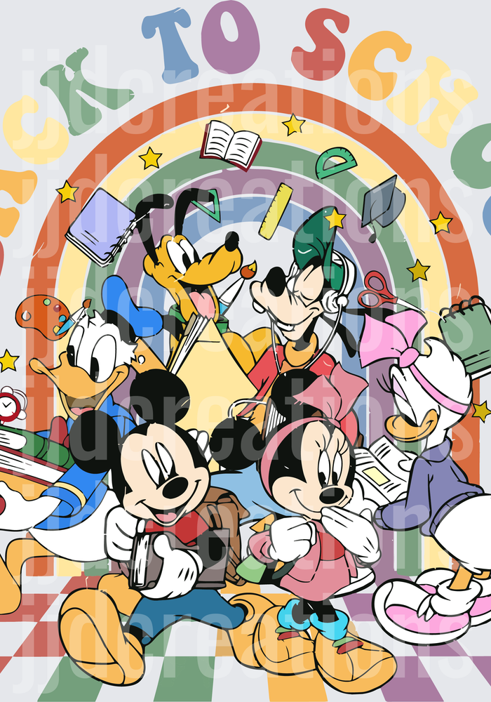 Mickey Mouse and Friends Back to School Rainbow Design