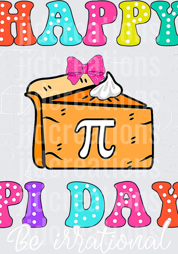 Happy Pi Day Cute Pumpkin Pie Slice with Pink Bow Math Pun