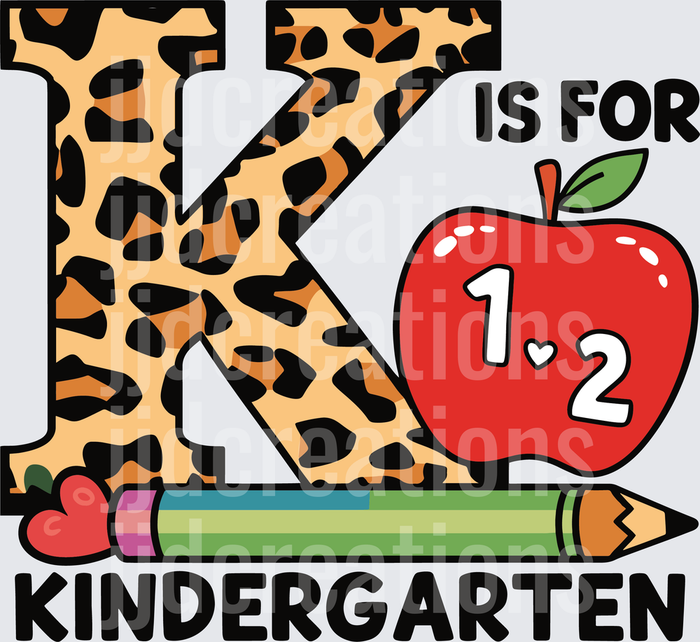 K Is For Kindergarten Teacher Apple Pencil Leopard Print Design
