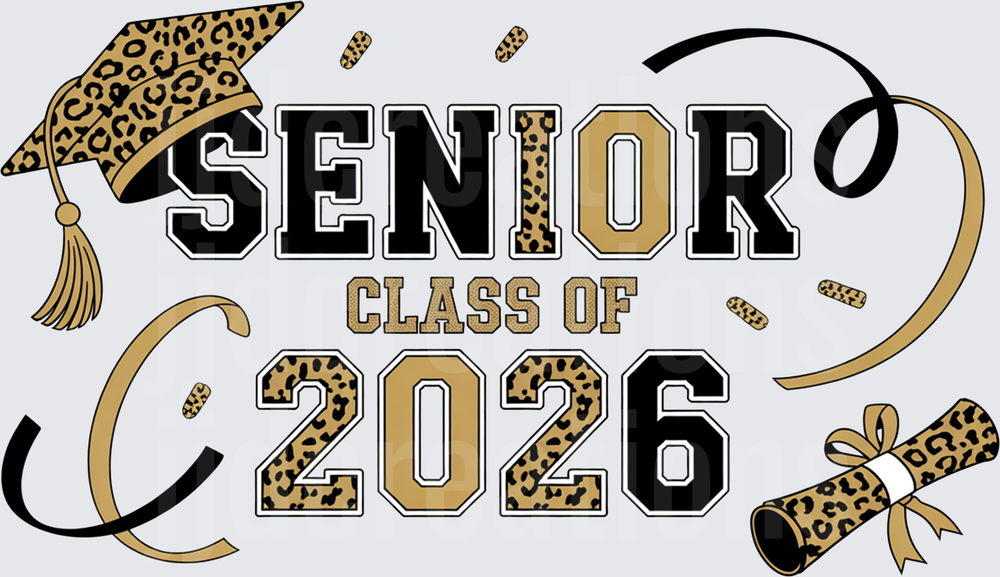 Senior Class of 2026 Leopard Print Graduation Cap and Diploma