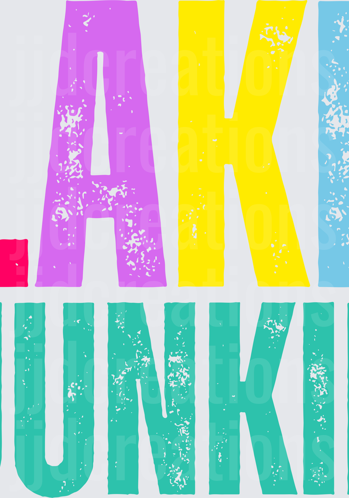 Lake Junkie Distressed Colorful Block Letters
