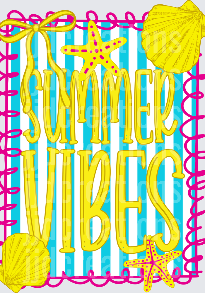 Summer Vibes Yellow Starfish and Seashells Beach Design