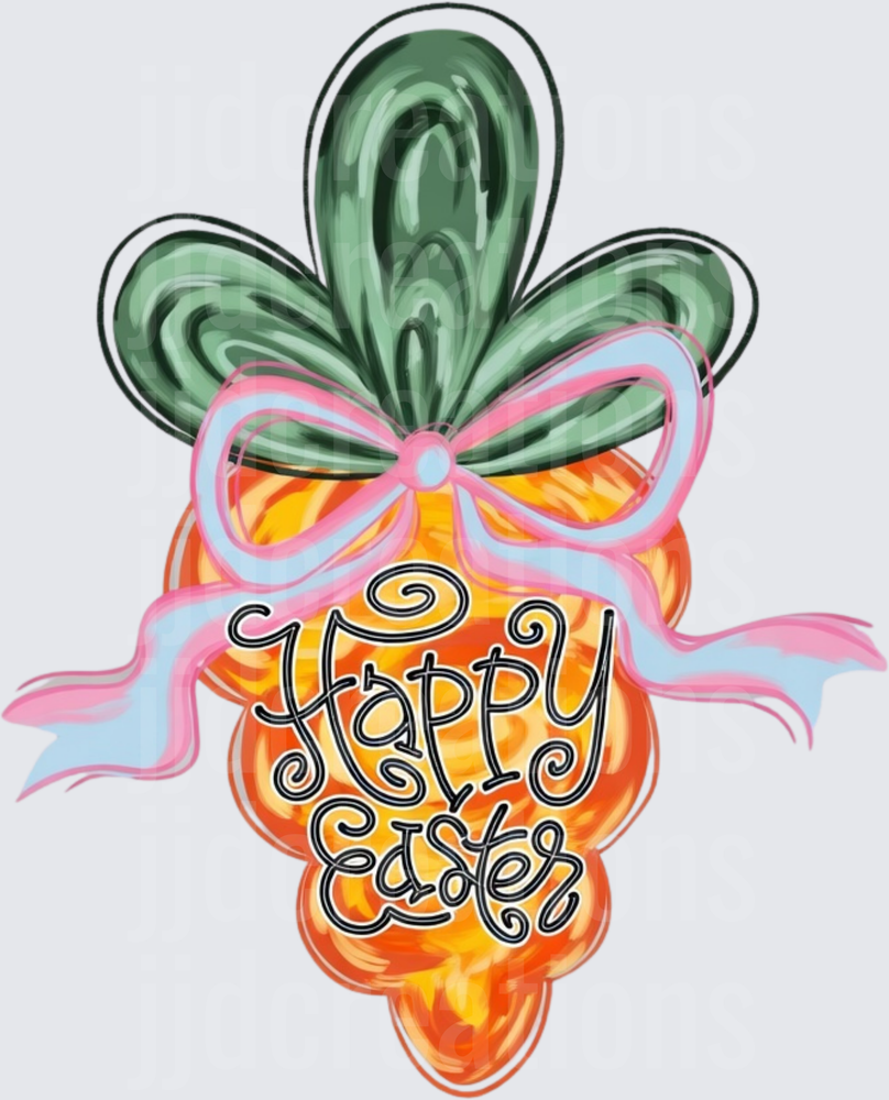 Happy Easter Carrot with Pastel Ribbon Bow