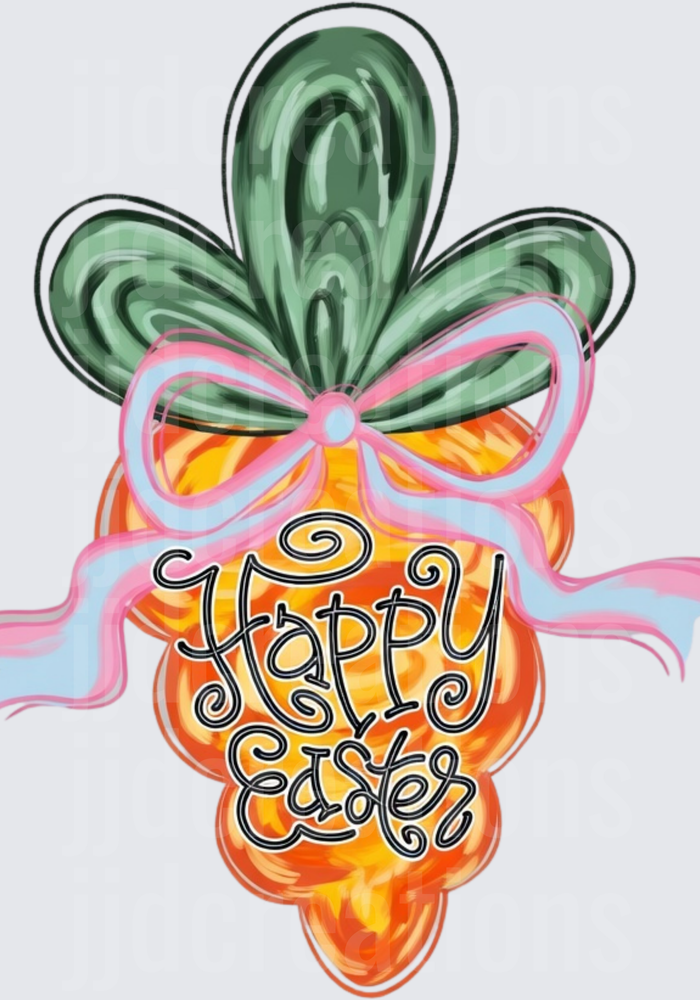 Happy Easter Carrot with Pastel Ribbon Bow