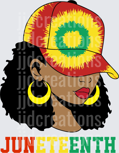 Juneteenth Woman with Afro Hair and Rasta Colors Baseball Cap