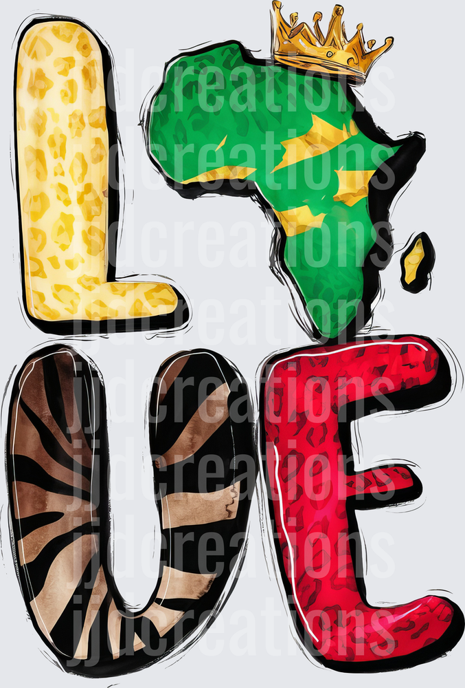 LOVE Africa Continent with Golden Crown African Pride