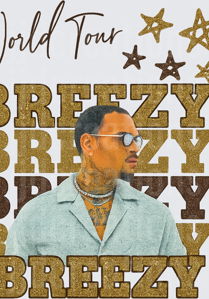 Chris Brown World Tour Breezy Golden Glitter Text Design