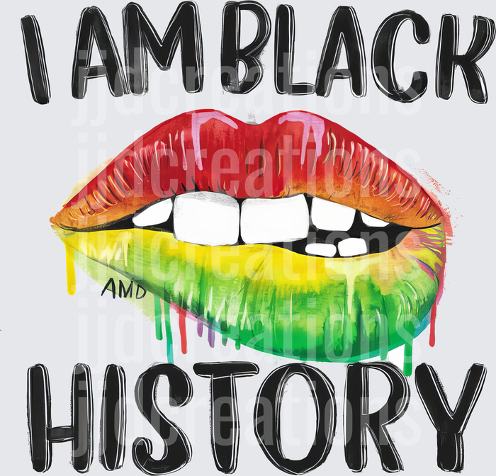 I Am Black History Rainbow Pride Lips Design