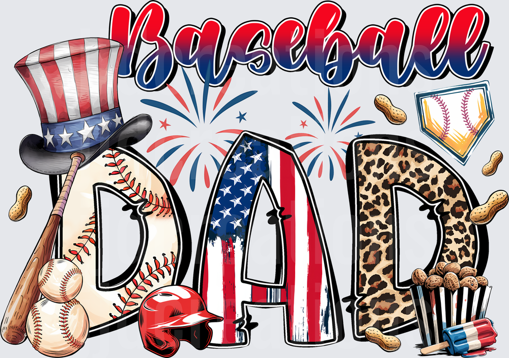 Baseball Dad Patriotic American Flag Uncle Sam Hat Design