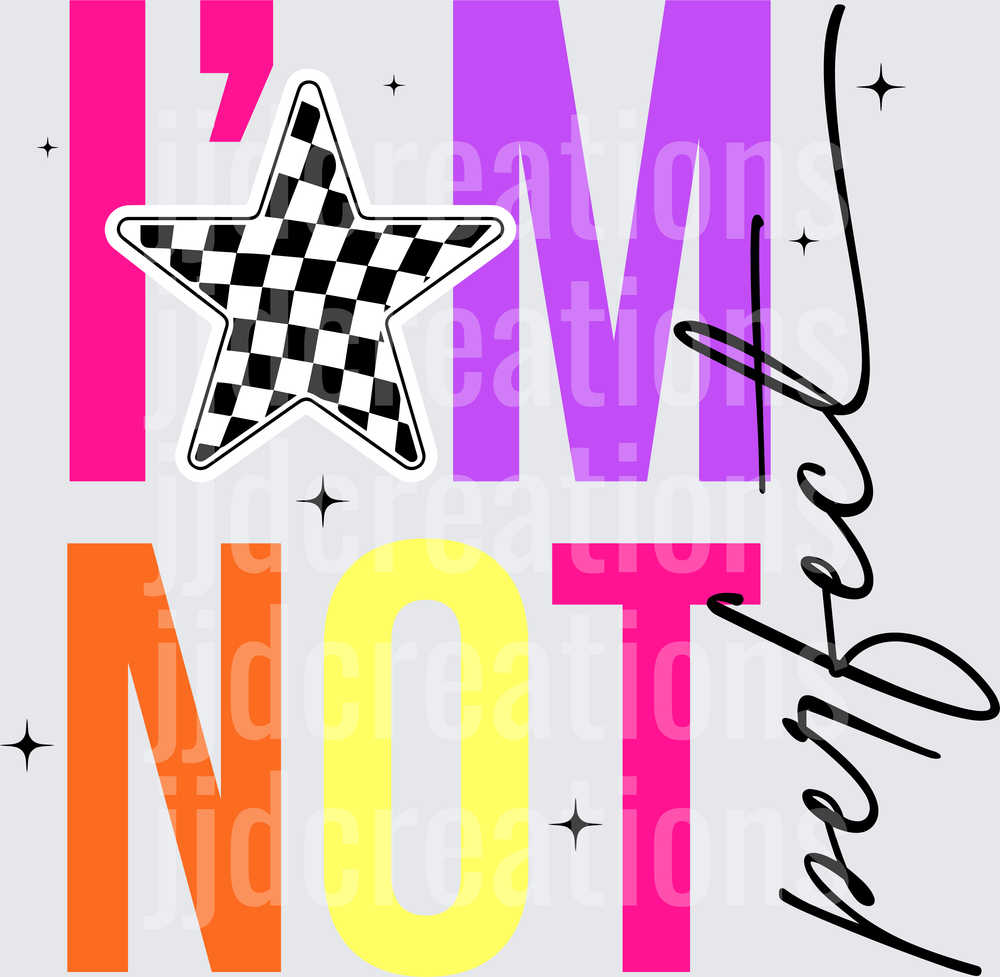 I Am Not Here Checkered Star Colorful Typography