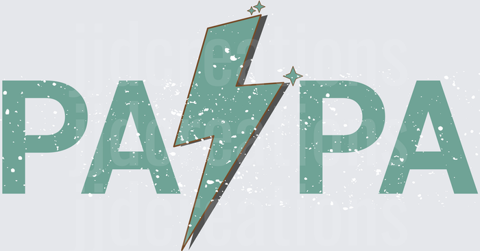 Papa Lightning Bolt with Stars and Speckled Texture