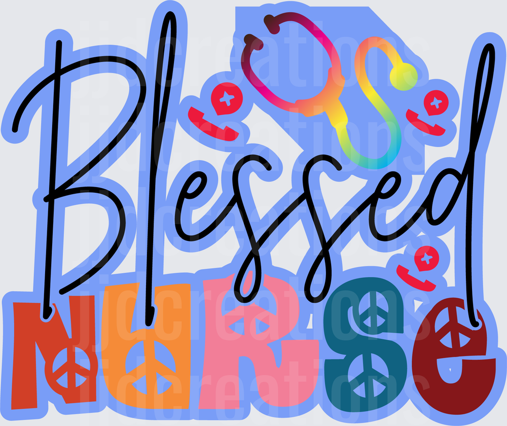 Blessed Nurse Rainbow Stethoscope Peace Sign Design