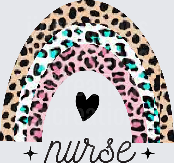 Leopard Print Rainbow with Heart and Nurse Text