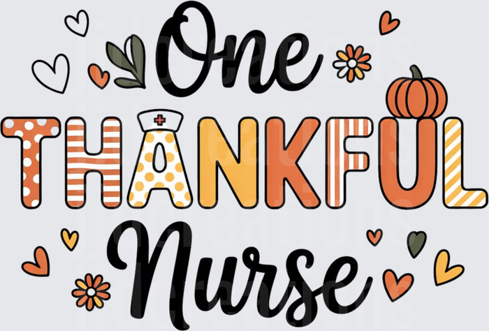 One Thankful Nurse Fall Autumn Typography Design