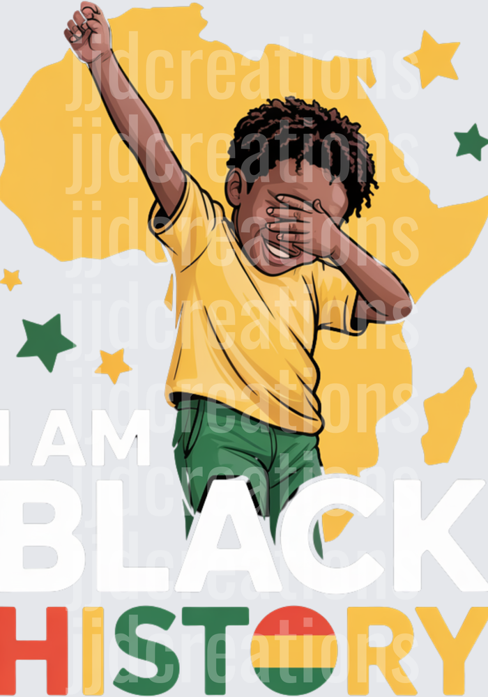 Black History Month Celebrating Child with African Map Stars