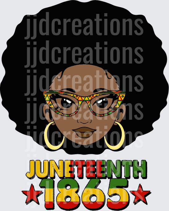 African American Woman with Afro Juneteenth 1865 Celebration
