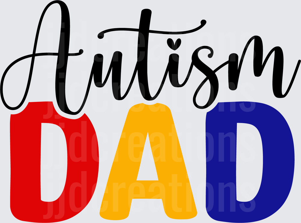 Autism Dad with Colorful Block Letters and Heart Design