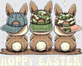 Three Bunnies in Baseball Caps Hoppy Easter Design