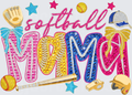 Softball Mom Rhinestone Sparkle Design with Sports Equipment
