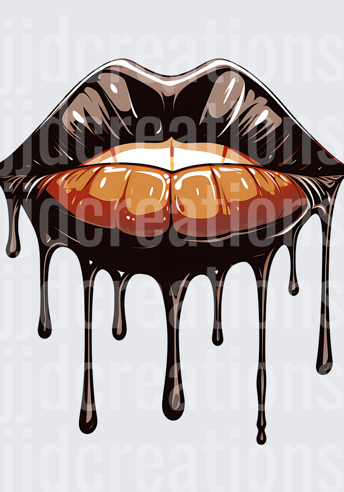 Chocolate Dripping Lips with Gold Grillz