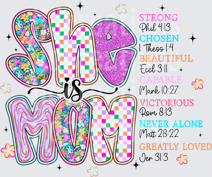 She is Mom Christian Faith Bible Verse Inspirational Design
