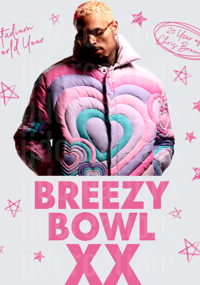 Chris Brown Stadium World Tour 20 Year Anniversary Pink Hearts Design