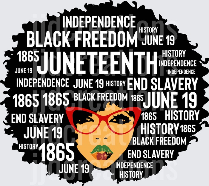 Juneteenth Black Woman with Afro Hair and Red Glasses Design