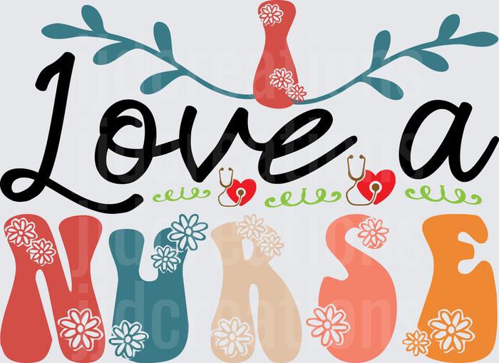 Love a Nurse Floral Medical Stethoscope Heart Design