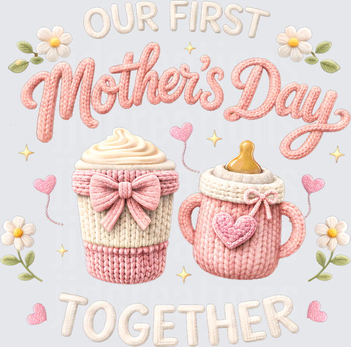 Our First Mother's Day Together Knitted Coffee Mug and Cupcake