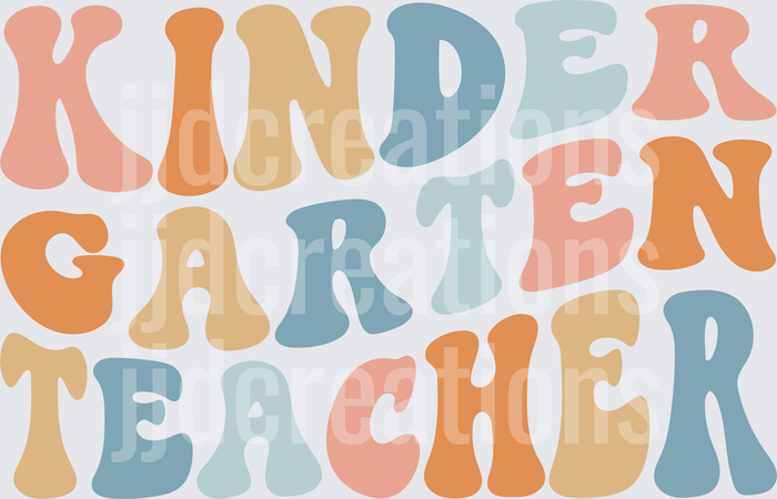 Kindergarten Teacher Retro Bubble Letters Design