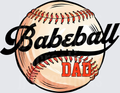 Baseball Dad Script Text with Red Stitching Design