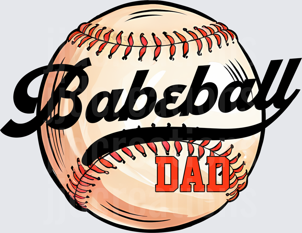 Baseball Dad Script Text with Red Stitching Design