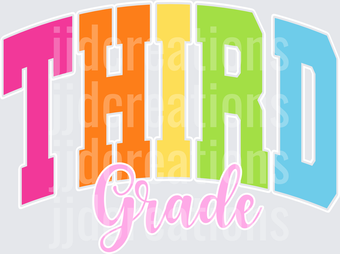 Third Grade Rainbow Typography Design