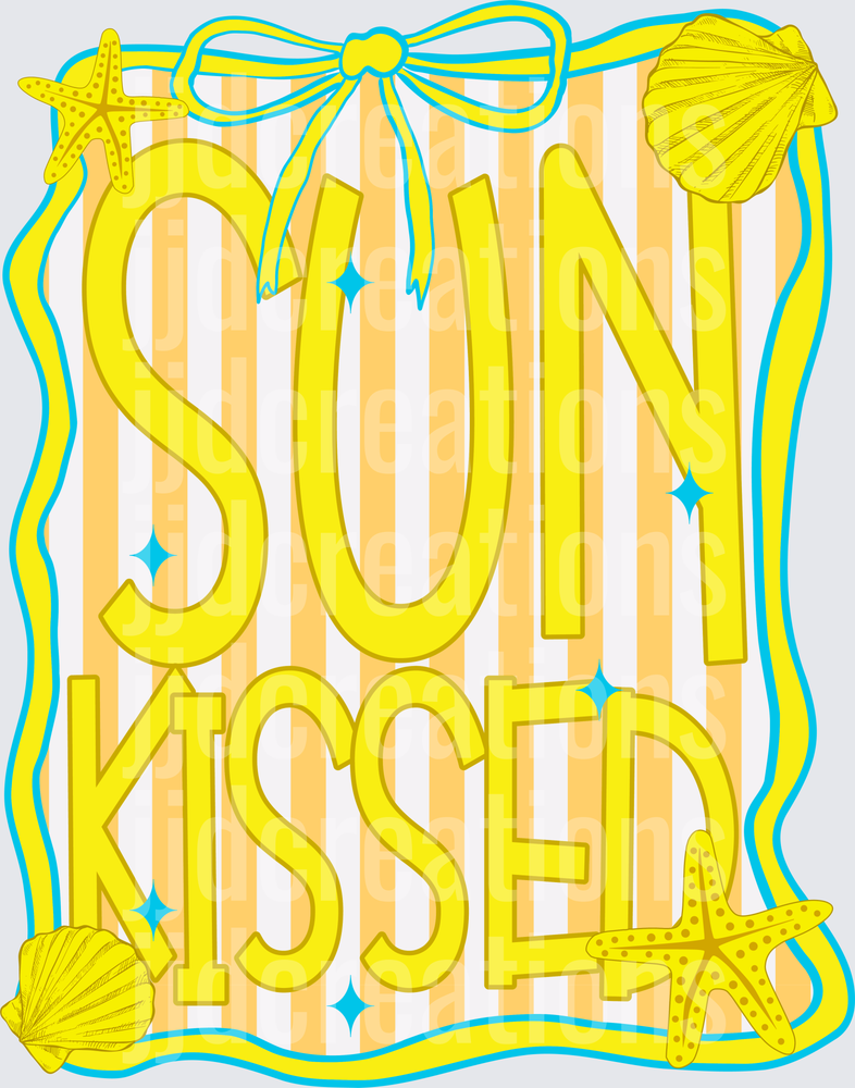 Sun Kissed Beach Typography with Starfish and Seashells