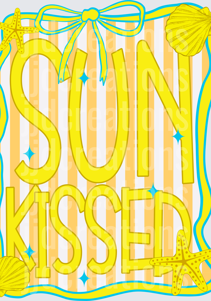Sun Kissed Beach Typography with Starfish and Seashells