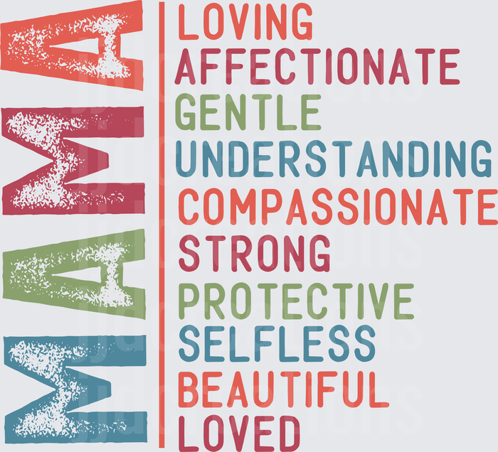 MOM Definition Typography Design with Positive Traits