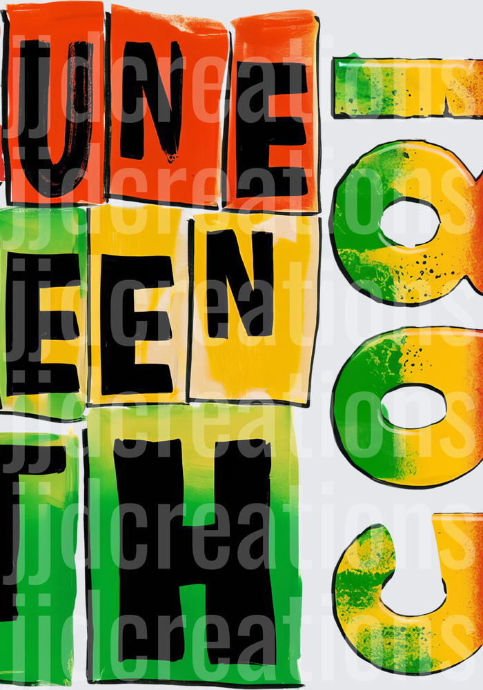 Juneteenth 1865 Rastafarian Colors Block Letters Design