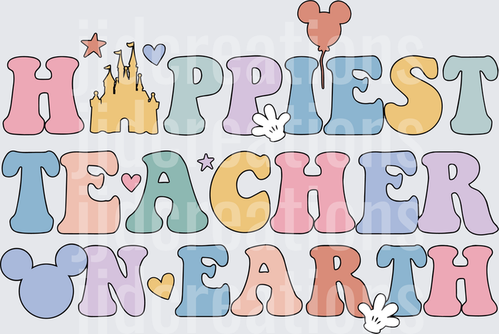 Disney Happiest Teacher on Earth with Castle and Mickey Elements