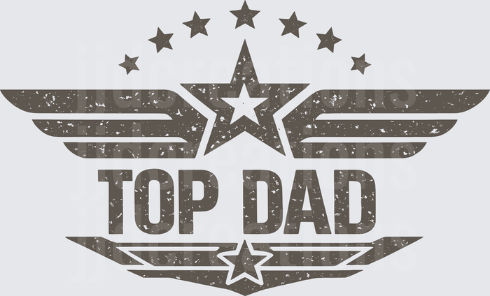 Vintage Military Wings Top Dad Badge with Stars