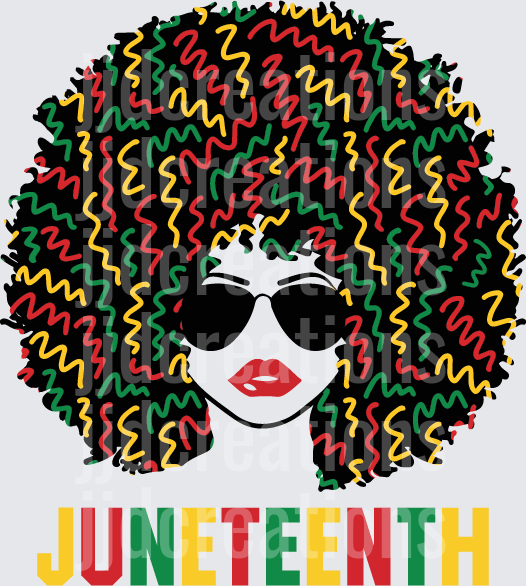 Juneteenth Woman with Colorful Afro and Sunglasses