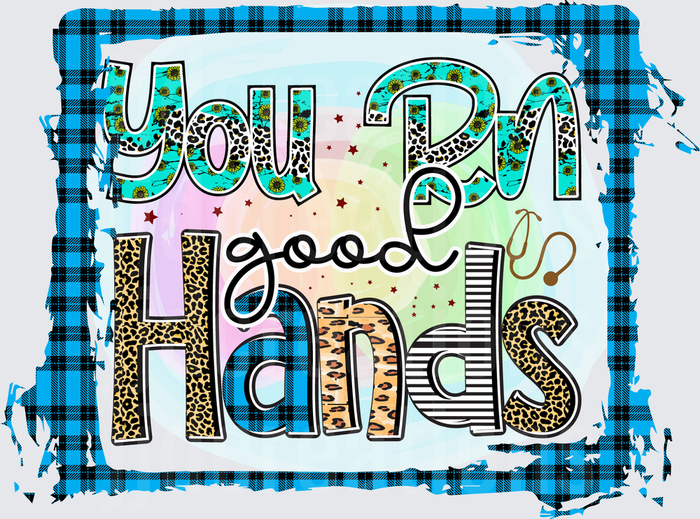 You Got Good Hands Leopard Print Plaid Border Design