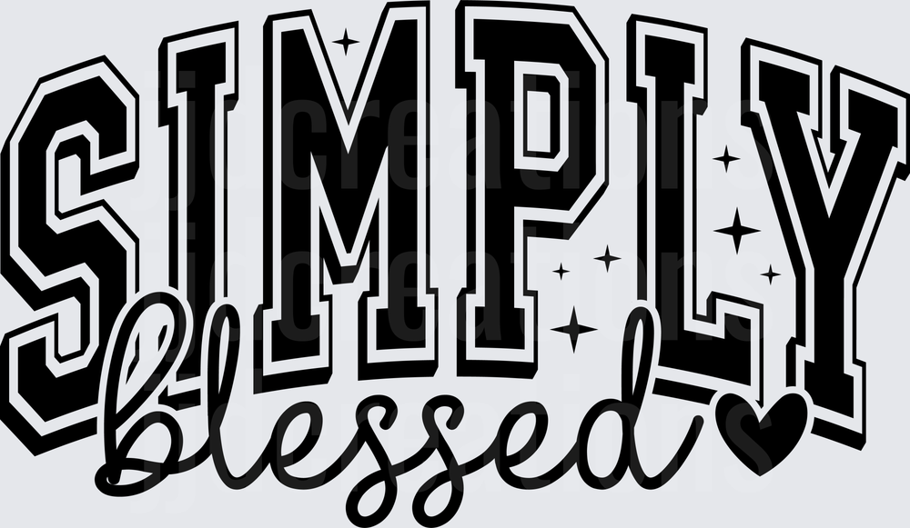 Simply Blessed Typography with Sparkle Stars and Heart