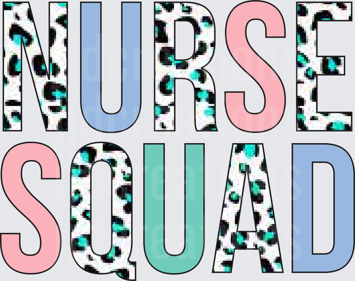 Nurse Squad Leopard Print Typography Design