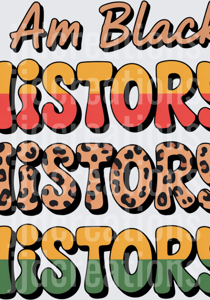 I Am Black History Retro Typography Design with Leopard Print