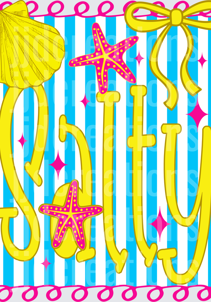 Salty Beach Vibes with Seashell and Starfish Typography