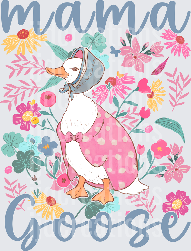 Mama Goose Mother Goose Floral Design with Pink Dress
