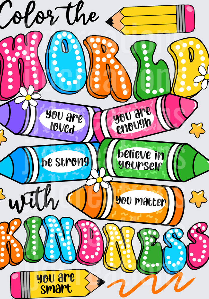 Color the World with Kindness Inspirational Crayon Design