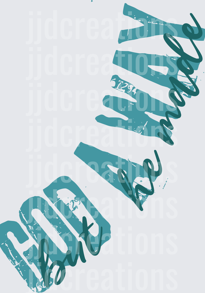 God Is Able Teal Distressed Typography Design