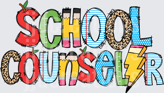 School Counselor Text with Colorful Patterned Letters